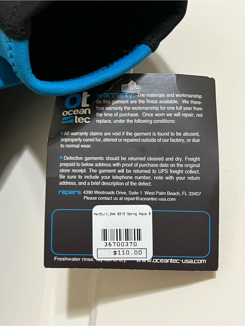 NWT Dolphin Cay Atlantis Ocean Tec Shorty Wetsuit Black Blue Size 8 NEW